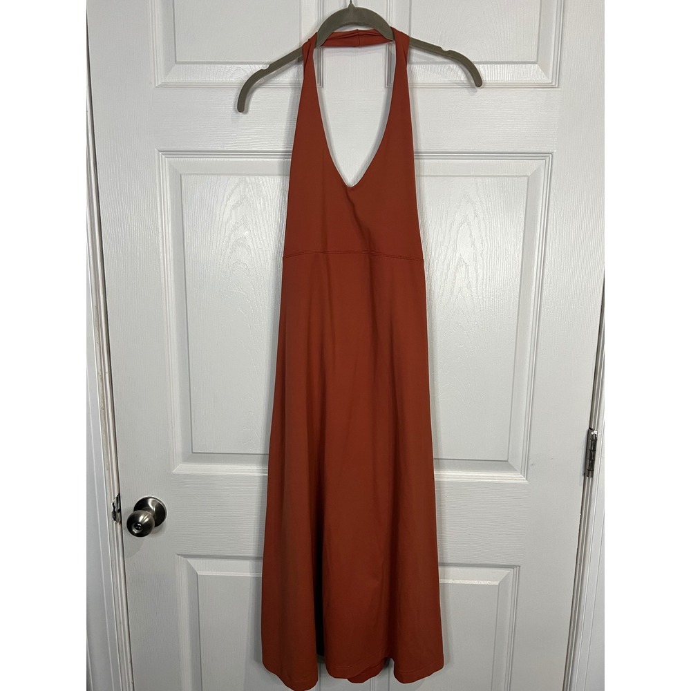 Patagonia Halter Dress Women Rust Orange Tie Back - Large